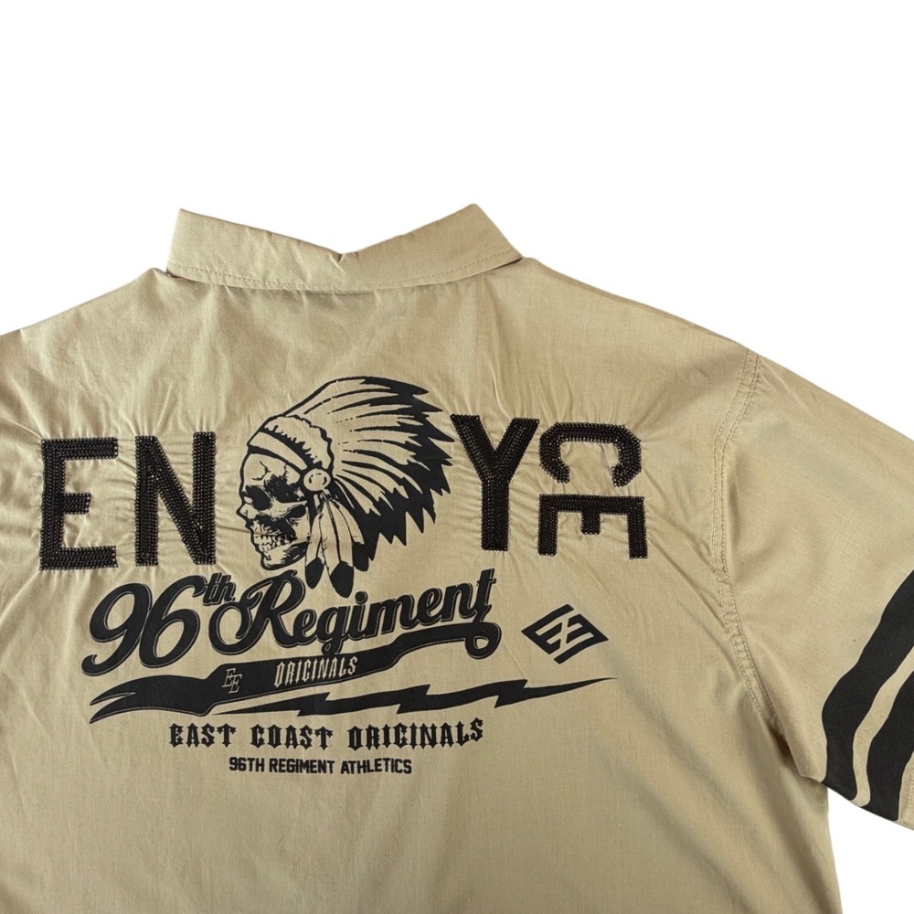 Y2K Enyce 96th Regiment Button Up Shirt Mens‎ L Beige Sean John Era Streetwear